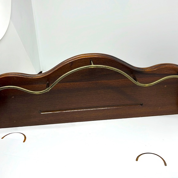 Vintage  Homco MCM Wood Wall Shelves Gold Tone Railings - Picture 12 of 12